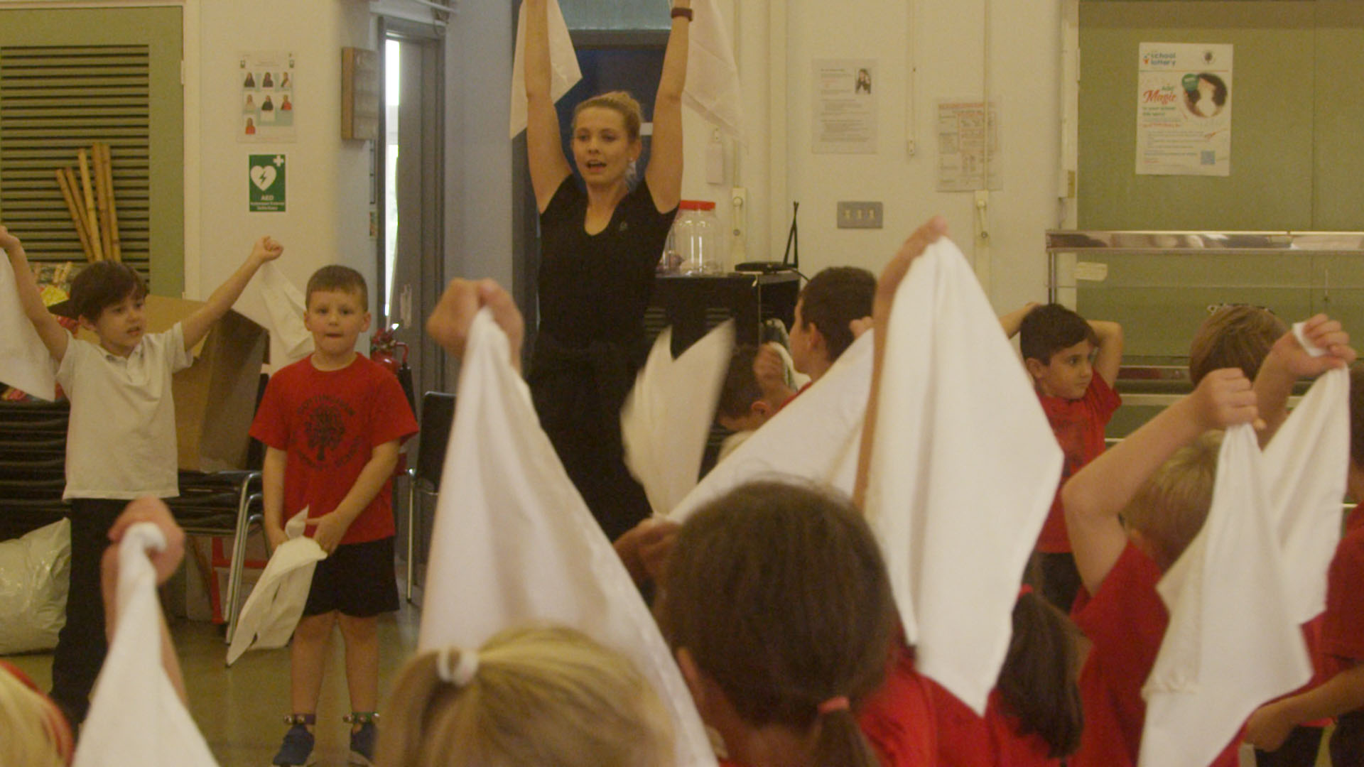School children performing morris dancing