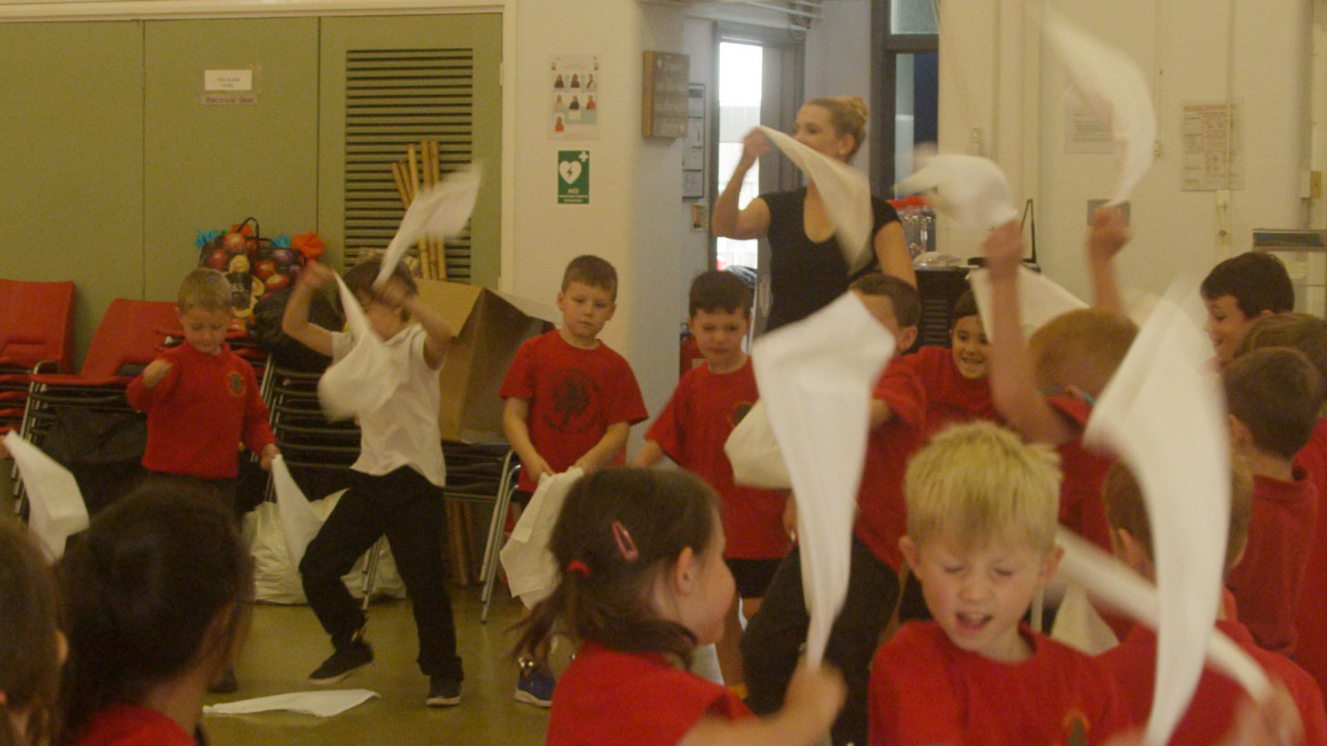 School children performing morris dancing